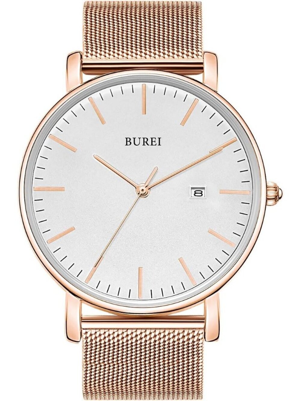 Men's Rose Gold Classic Mesh Strap Minimalist Analog Quartz Waterproof Watch